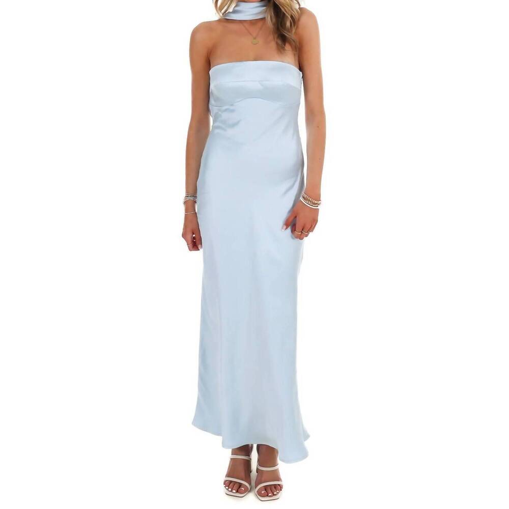 NEW ONE & ONLY caught my eye halter satin maxi dress in baby blue